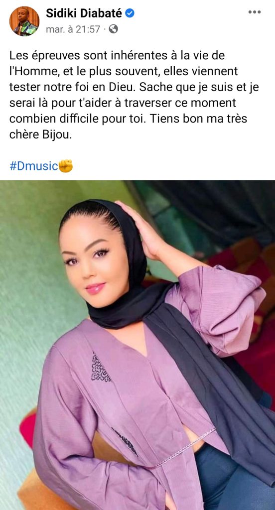 Bijou Siraba, l'ex compagne de Sidiki Diabaté en prison, le chanteur malien réagit