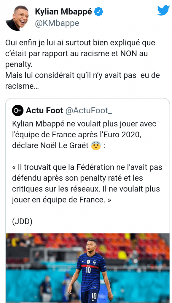 Kylian Mbappe révèle comment le racisme l'a presque fait quitter l'équipe de France