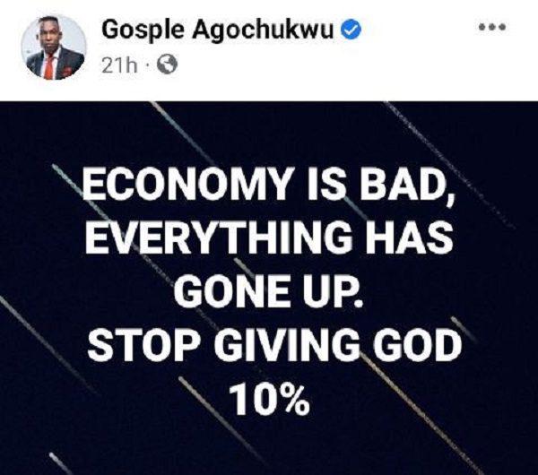 "Tout a augmenté, augmentez votre dîme et arrêtez de donner 10% à Dieu" - Un pasteur nigérian aux chrétiens