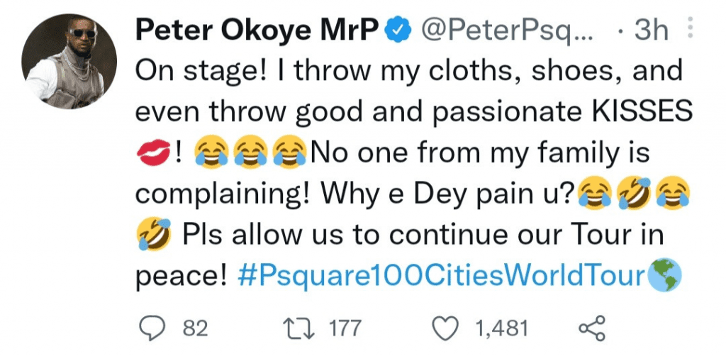 Critiqué pour avoir embrassé une fan en plein concert Peter Okoye réagit (vidéo)