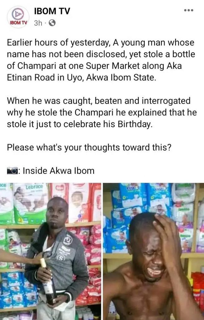 Un homme vole une bouteille de vin pour fêter son anniversaire