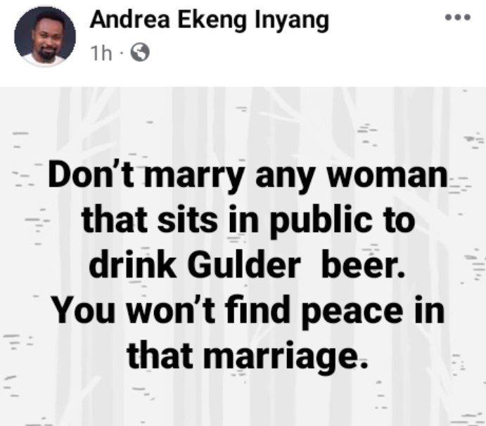 "N'épousez aucune femme qui boit de la bière en public », un politicien aux hommes