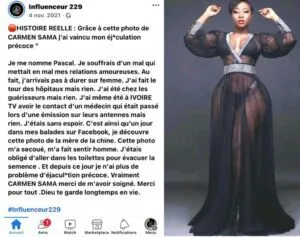 "Carmen Sama m’a soigné de l’éjaculation précoce…", un internaute fait d'étonnantes confidences