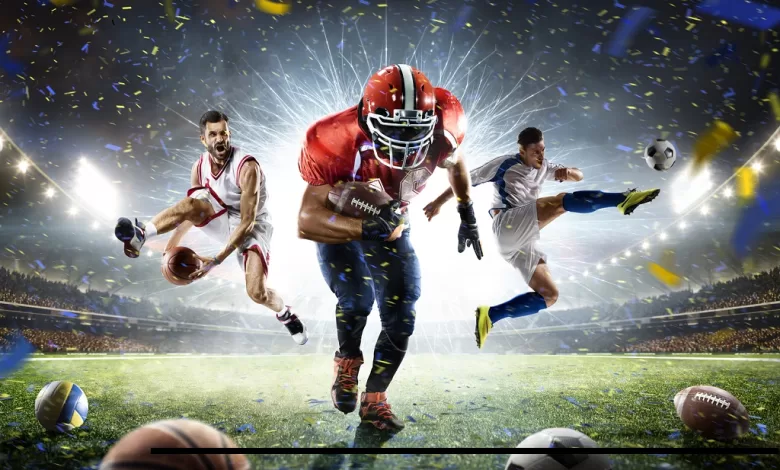 Multi sports proud players collage on grand arena
