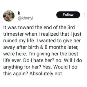 “Être mère est mon plus grand regret », une internaute suscite la polémique.