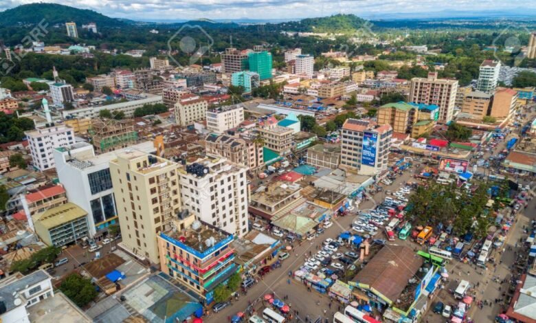 aerial view of the city of Arusha, Tanzania