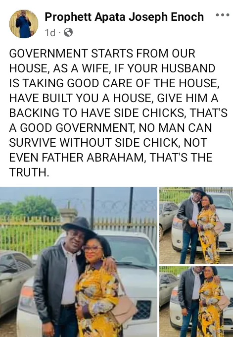 "Si votre mari prend bien soin de la maison, aidez-le à avoir des maîtresses”, dixit un pasteur