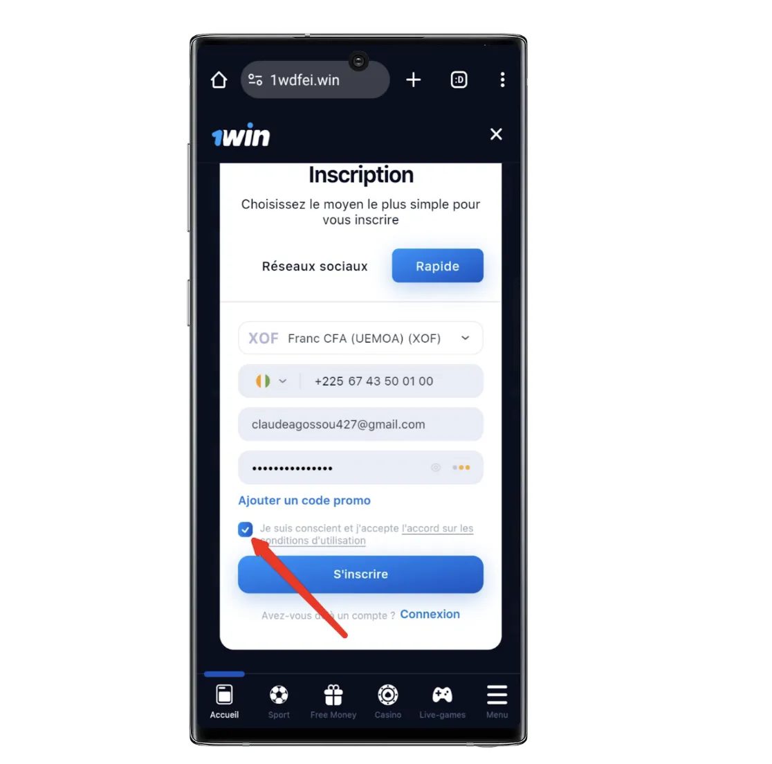 S'inscrire sur 1win Côte d'Ivoire ᐉ tutoriel complet