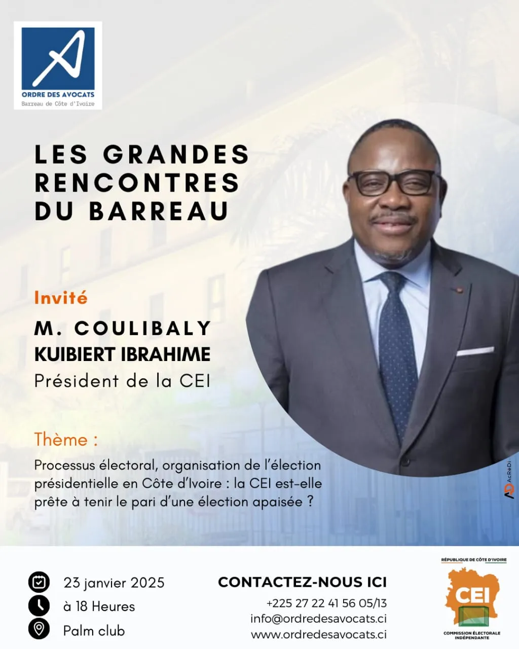 Élections présidentielles de 2025 : le barreau de Côte d'Ivoire reçoit le président de la CEI