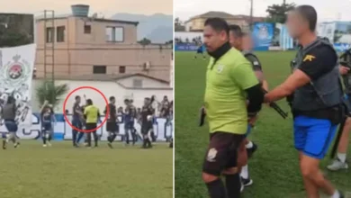 Football – un arbitre arrêté par la police pendant un match (Vidéo)