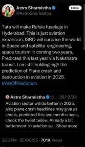 Crash d’Air India : une astrologue aurait prédit le drame
