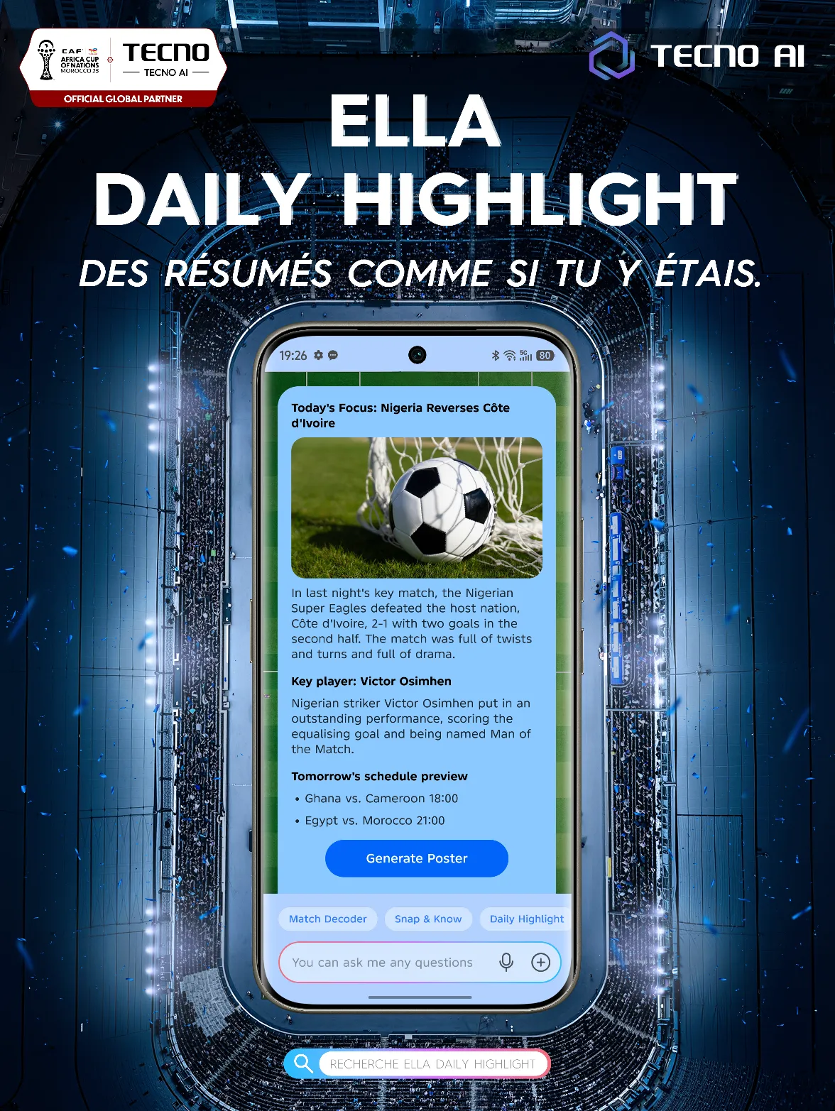 Les fonctionnalités IA de TECNO, prêtes pour la CAN 2025, incarnent une nouvelle ère du visionnage du football sur mobile