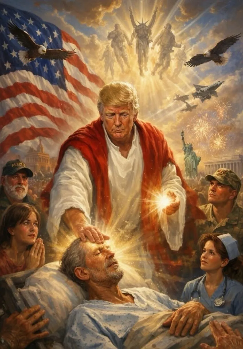 Donald Trump publie une image IA le montrant en Jésus guérissant les malades