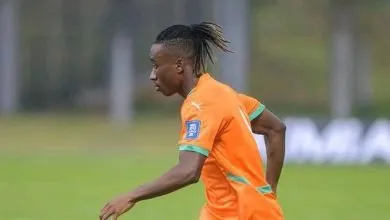 Yan Diomandé en maillot de la Côte d’Ivoire