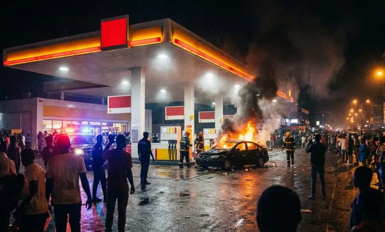 Illustration d'un accident suivi d'un incendie à la T5 de Conakry