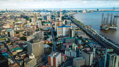 Aerial view of Marina commercial business district Lagos Island