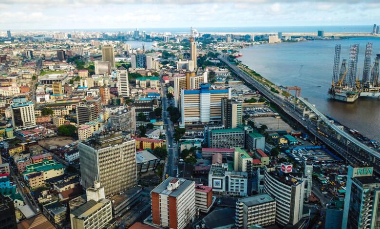 Aerial view of Marina commercial business district Lagos Island