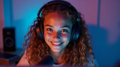 Streaming et gaming en ligne avec casque et micro