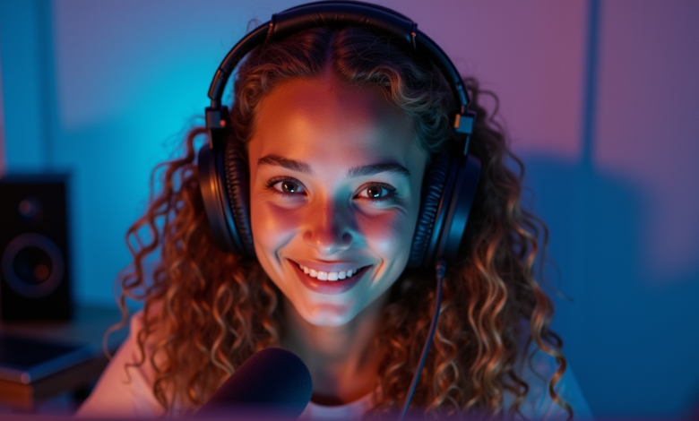 Streaming et gaming en ligne avec casque et micro