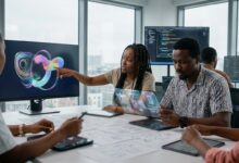 Studio de création de jeux avec écrans et interfaces graphiques