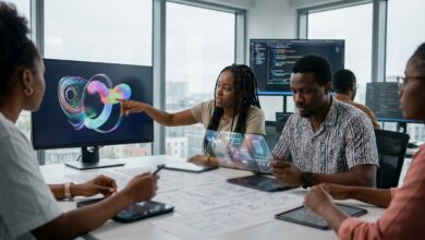 Studio de création de jeux avec écrans et interfaces graphiques