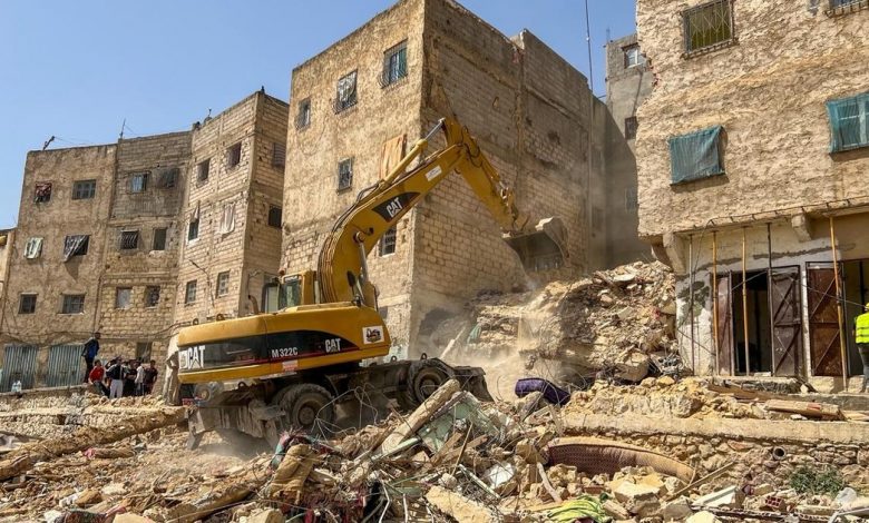 Site de l’effondrement d’un immeuble à Fès au Maroc