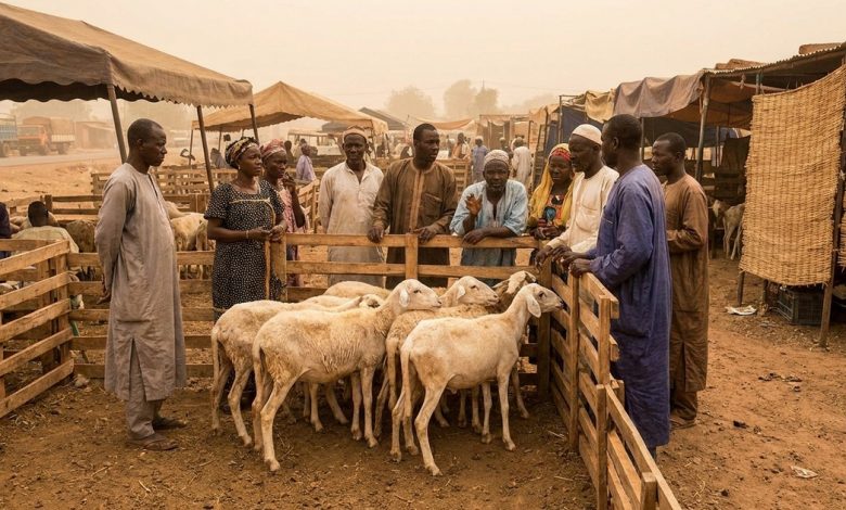Marché de moutons à Bamako avant la Tabaski