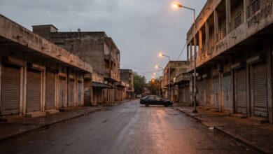 Illustration IA d’une rue de Bamako dans un climat de tension sécuritaire