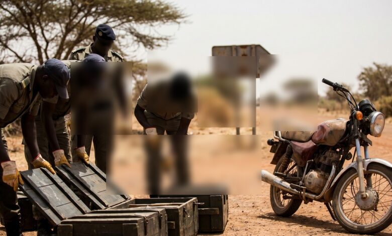 Illustration IA d’un contrôle policier à la frontière Sénégal-Mali