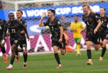 Des joueurs du Canada célèbrent face à l'Afrique du Sud au Mondial 2026