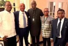 Patrice Motsepe avec les dirigeants des fédérations du Burkina Faso, du Mali et du Niger
