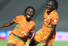 Inès Konan célèbre un but de la Côte d’Ivoire contre le Burkina Faso