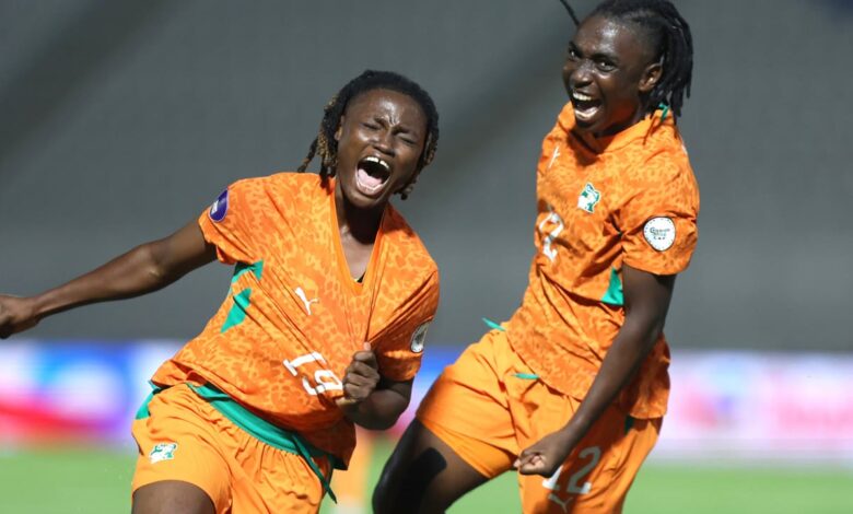Inès Konan célèbre un but de la Côte d’Ivoire contre le Burkina Faso