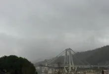 Vestiges du pont Morandi à Gênes après son effondrement