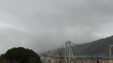 Vestiges du pont Morandi à Gênes après son effondrement