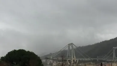 Vestiges du pont Morandi à Gênes après son effondrement