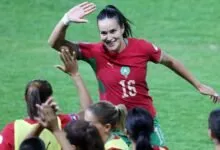 Maryame Atiq célèbre un but du Maroc contre le Kenya