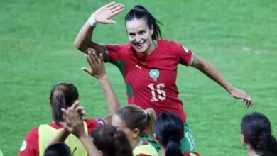 Maryame Atiq célèbre un but du Maroc contre le Kenya