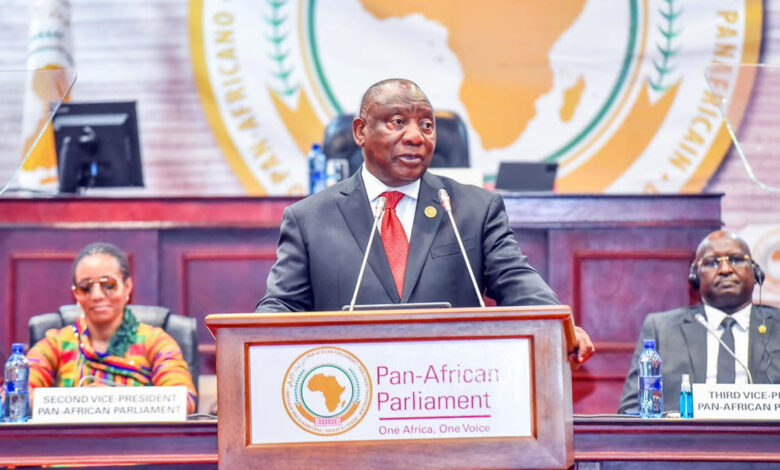Cyril Ramaphosa à la tribune du Parlement panafricain en juillet 2026