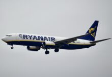 Un Boeing 737 de la compagnie Ryanair en phase d’atterrissage