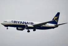 Un Boeing 737 de la compagnie Ryanair en phase d’atterrissage