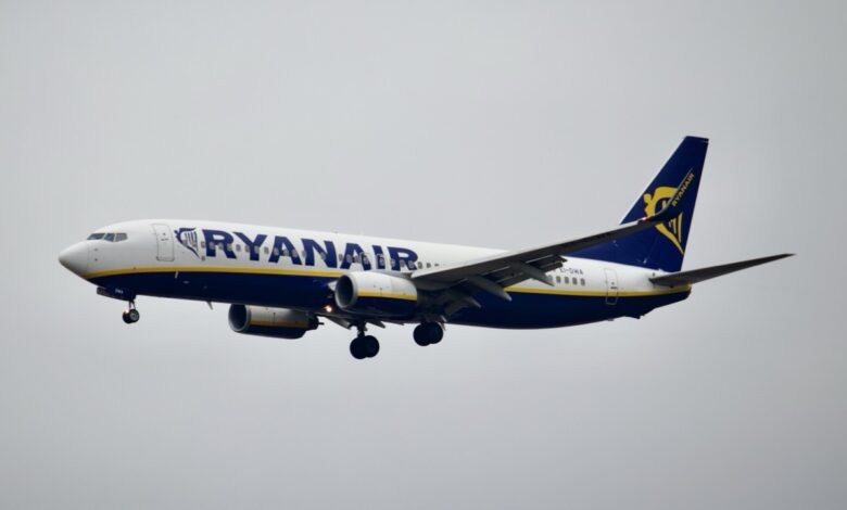 Un Boeing 737 de la compagnie Ryanair en phase d’atterrissage
