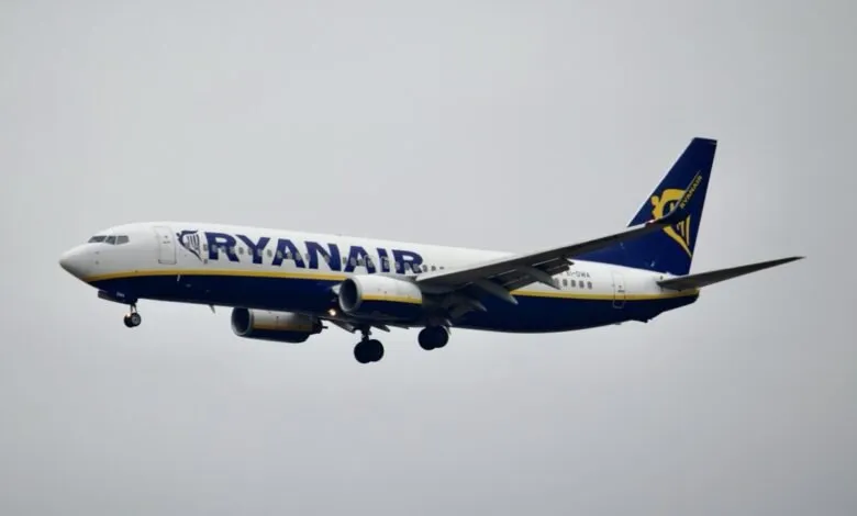 Un Boeing 737 de la compagnie Ryanair en phase d’atterrissage
