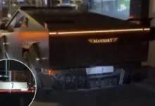 Un Cybertruck Mansory portant la plaque P7 à Dubaï