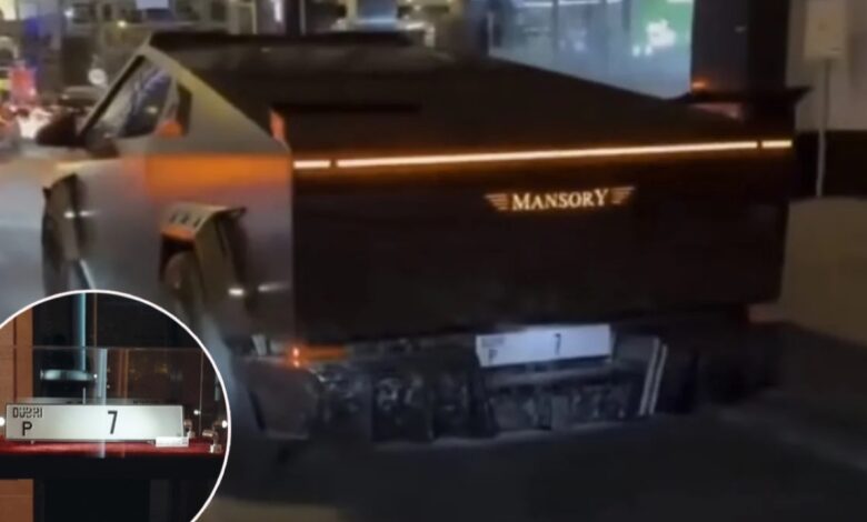 Un Cybertruck Mansory portant la plaque P7 à Dubaï
