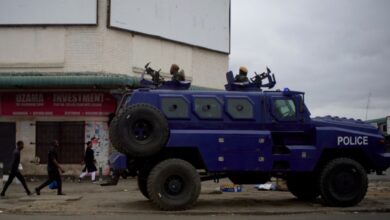 Véhicule de police en Zambie après l’élection présidentielle