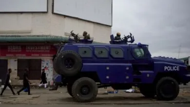 Véhicule de police en Zambie après l’élection présidentielle