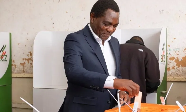 Hakainde Hichilema lors de l'élection présidentielle en Zambie
