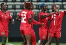 Les joueuses du Malawi célèbrent leur victoire contre le Ghana à la CAN féminine 2026
