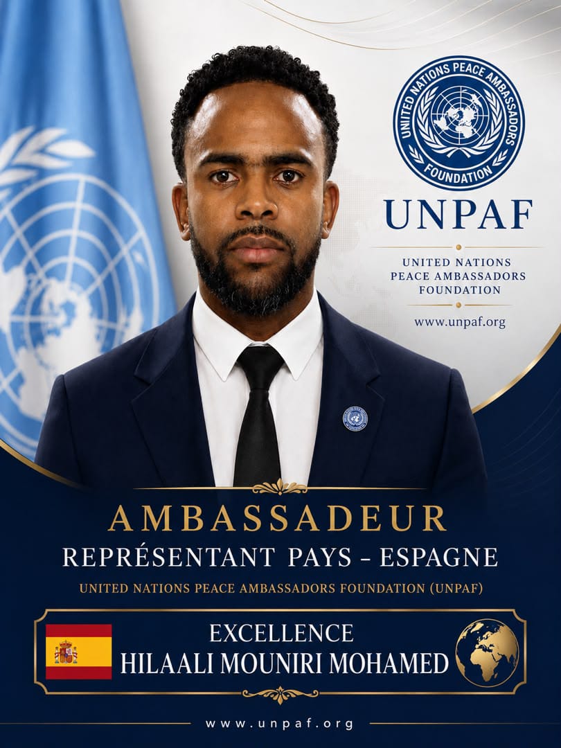 United Nations Peace Ambassadors Foundation : le Franco-Comorien Hilal Mouniri nommé ambassadeur pour l’Espagne